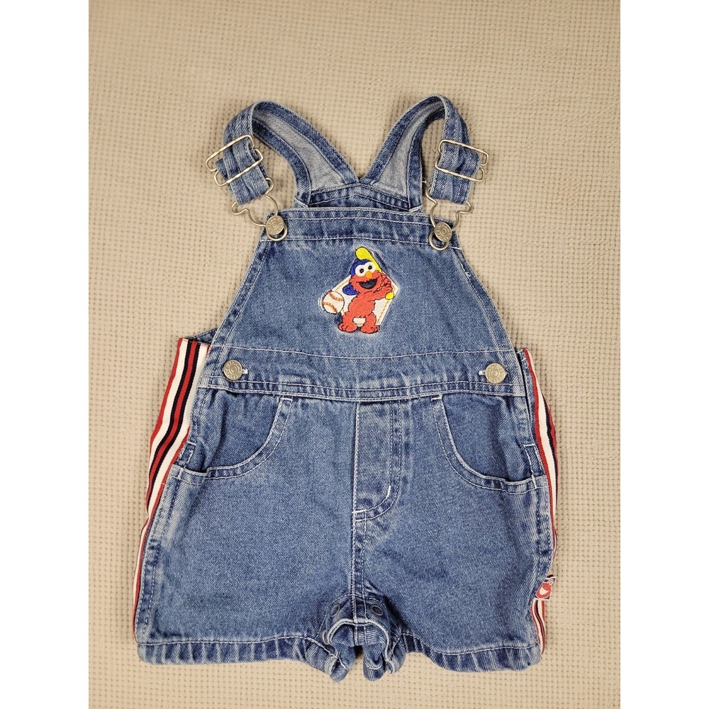 Sesame Street Elmo Denim Overall Baseball Summer Vintage 3 to 6 Months Cotton